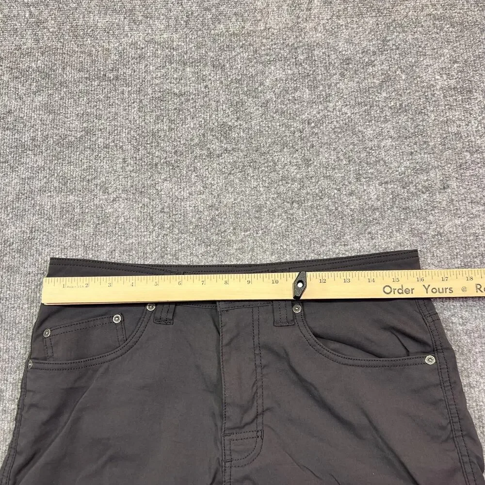 PrAna Shorts Mens 32 Gray Chino Nylon Stretch 11 Inch Inseam Travel Casual